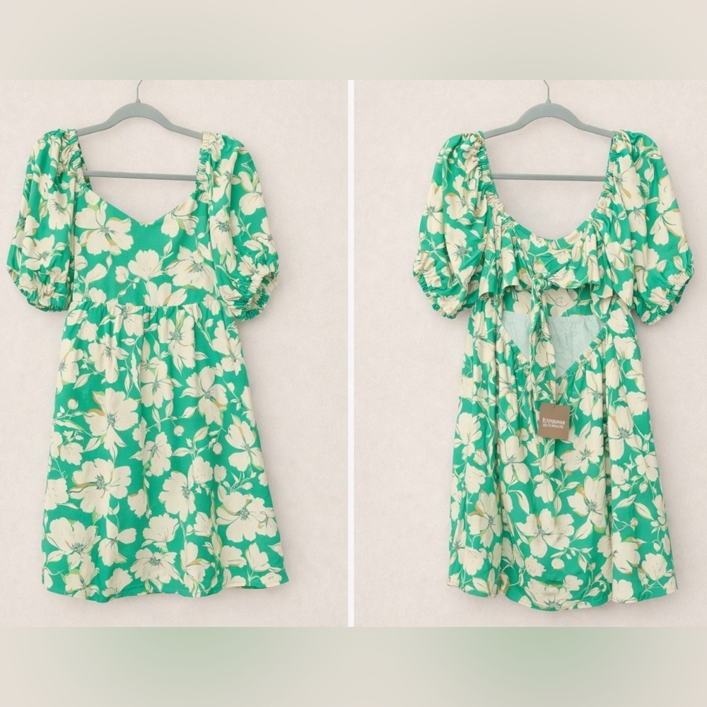 Kori Green and White Floral Mini Dress